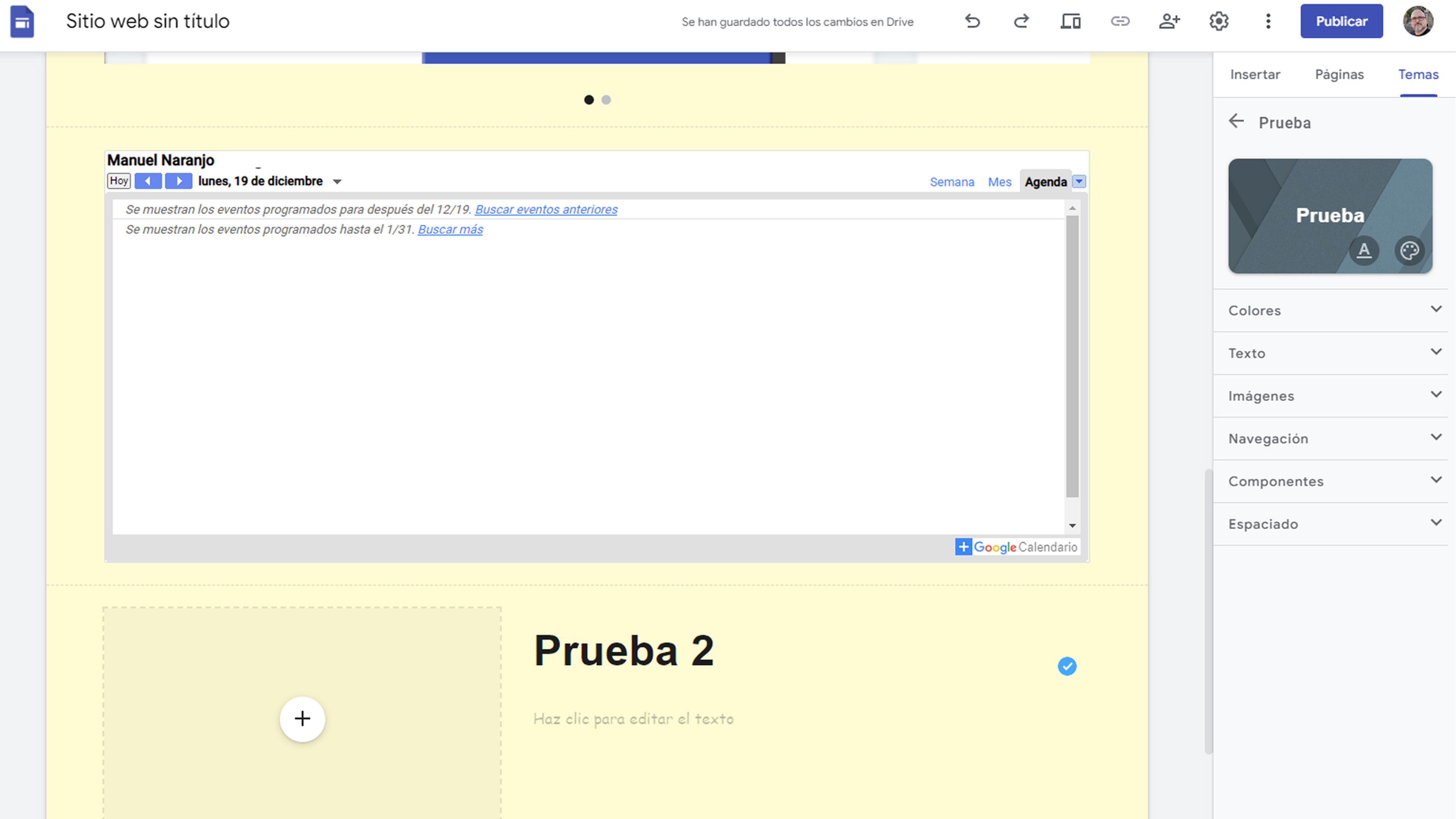 Temas personalizados Google Sites