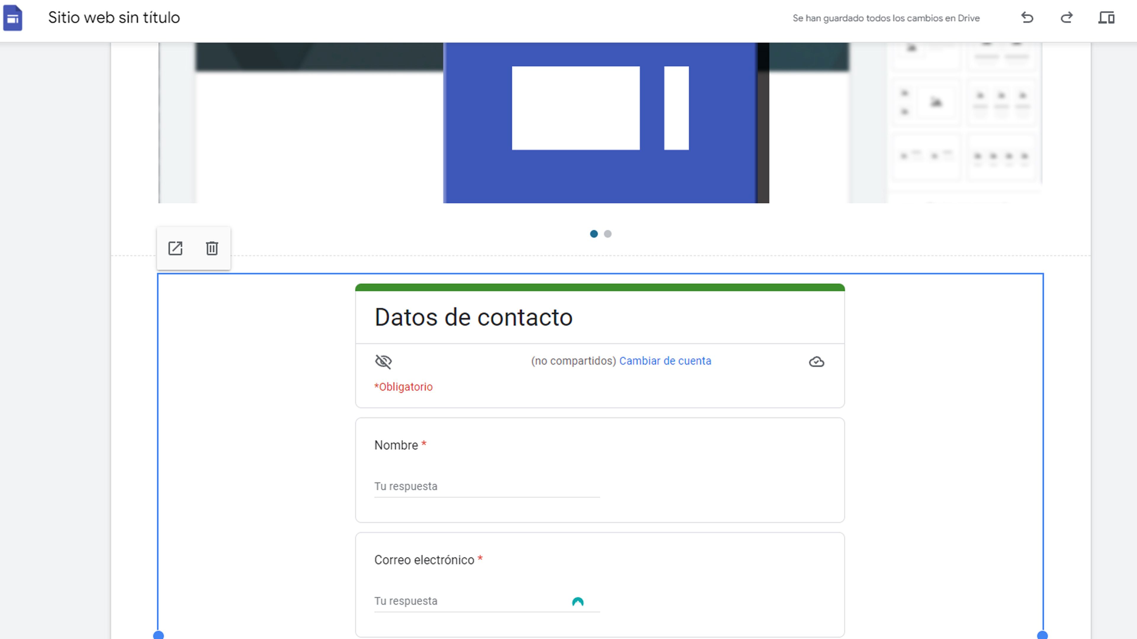 Formularios de contacto Google Sites