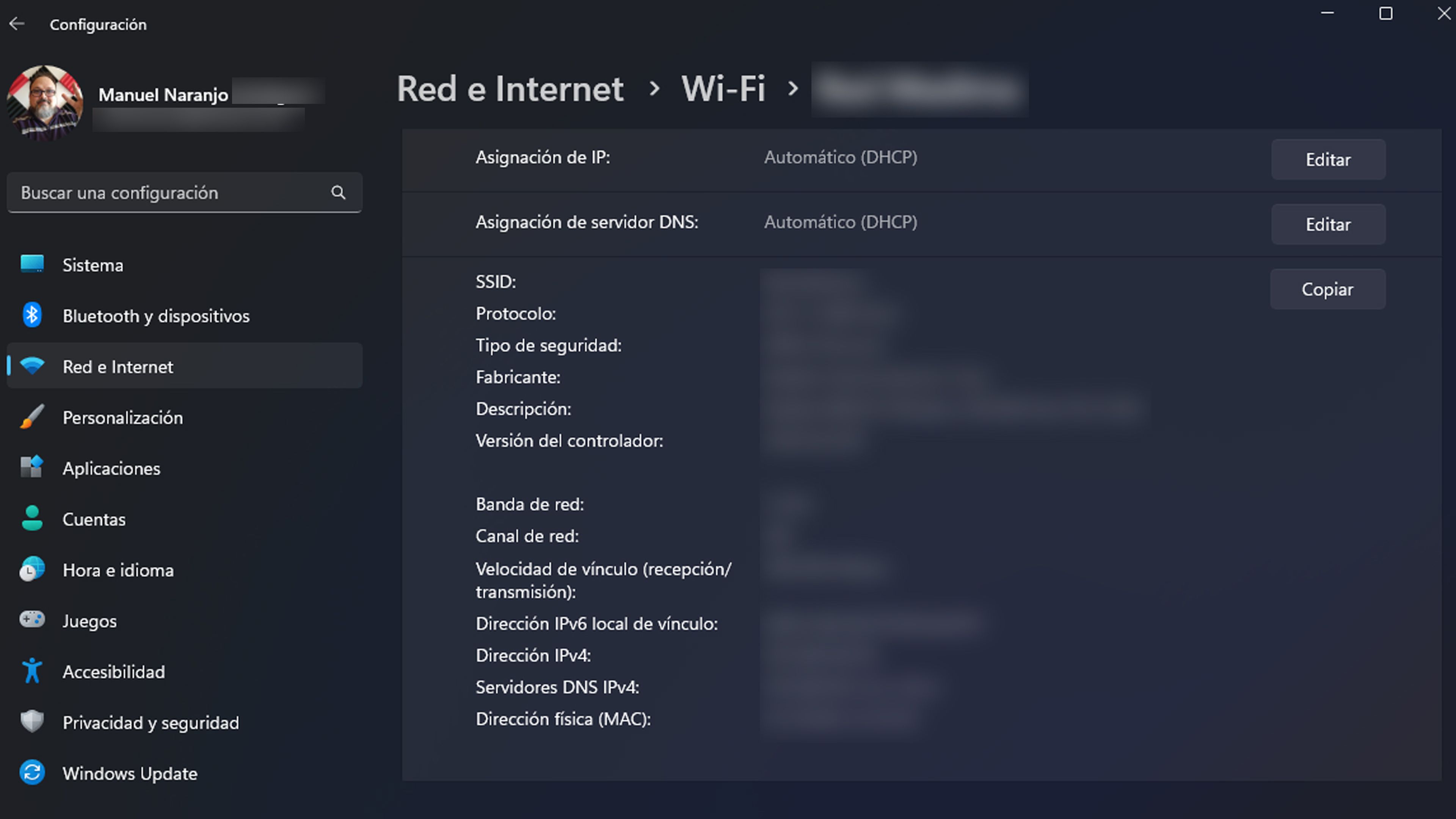 Velocidad de red por Configuración