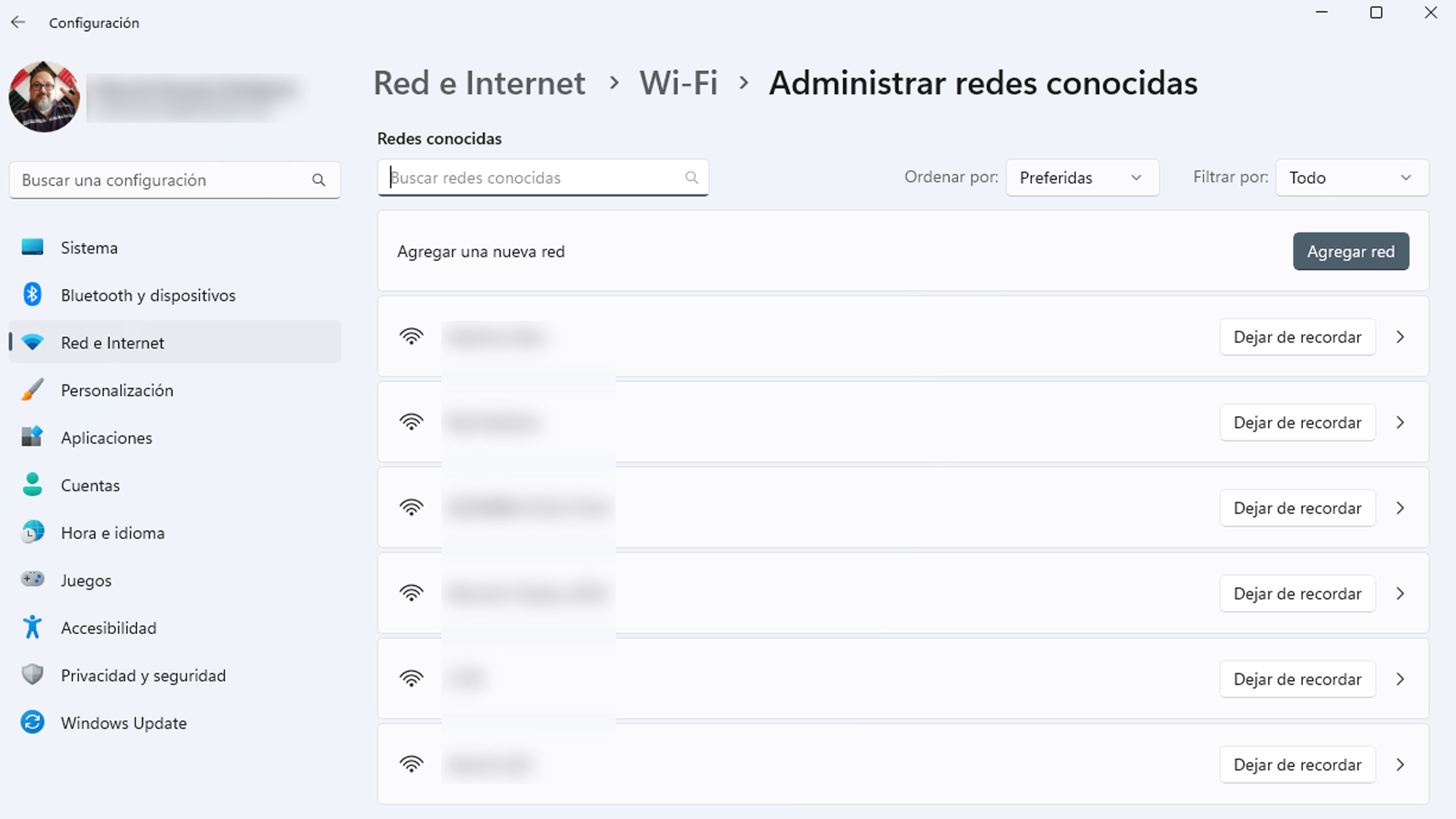 Dejar de recordar una red WiFI