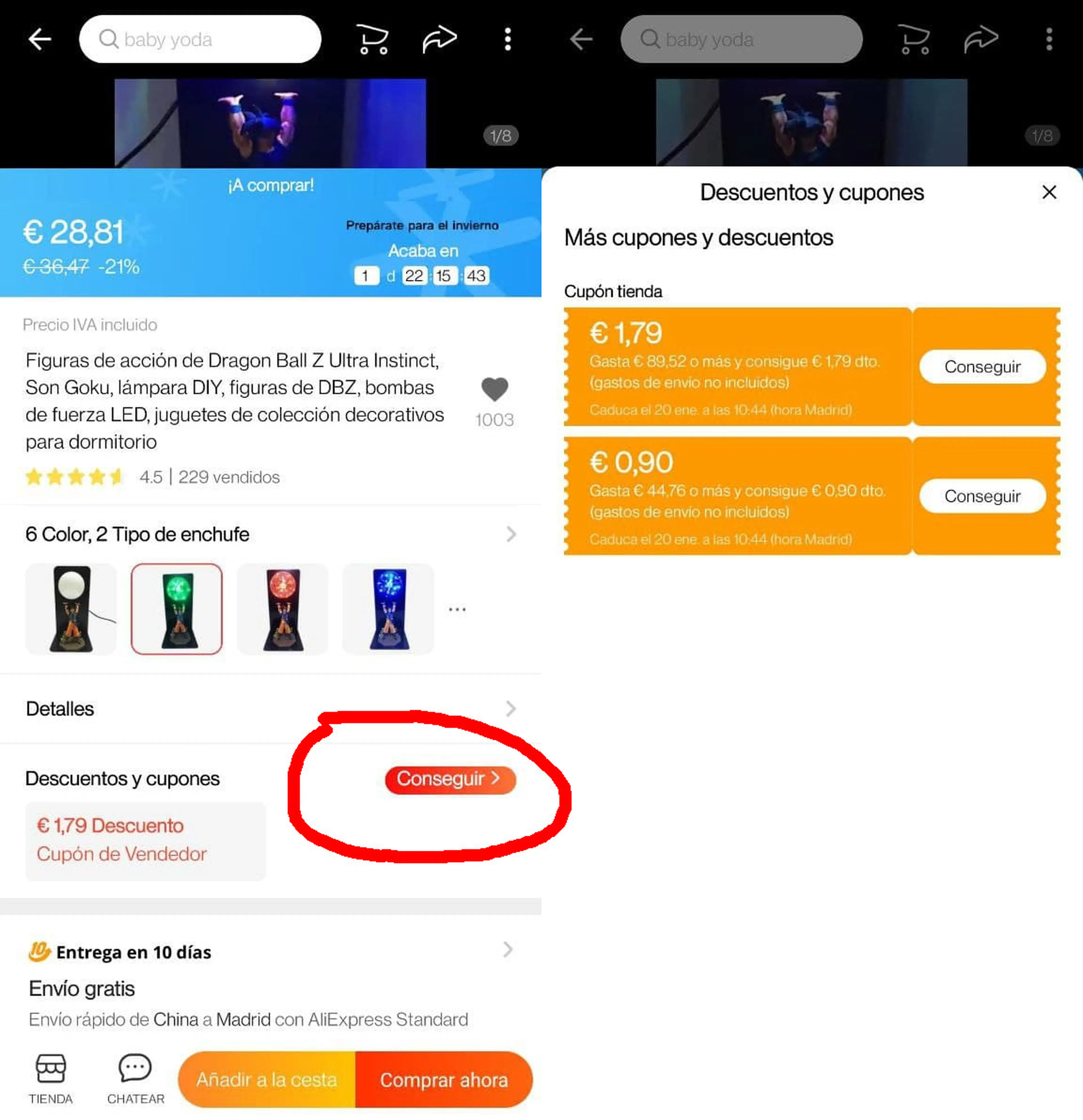 Cupón vendedor AliExpress