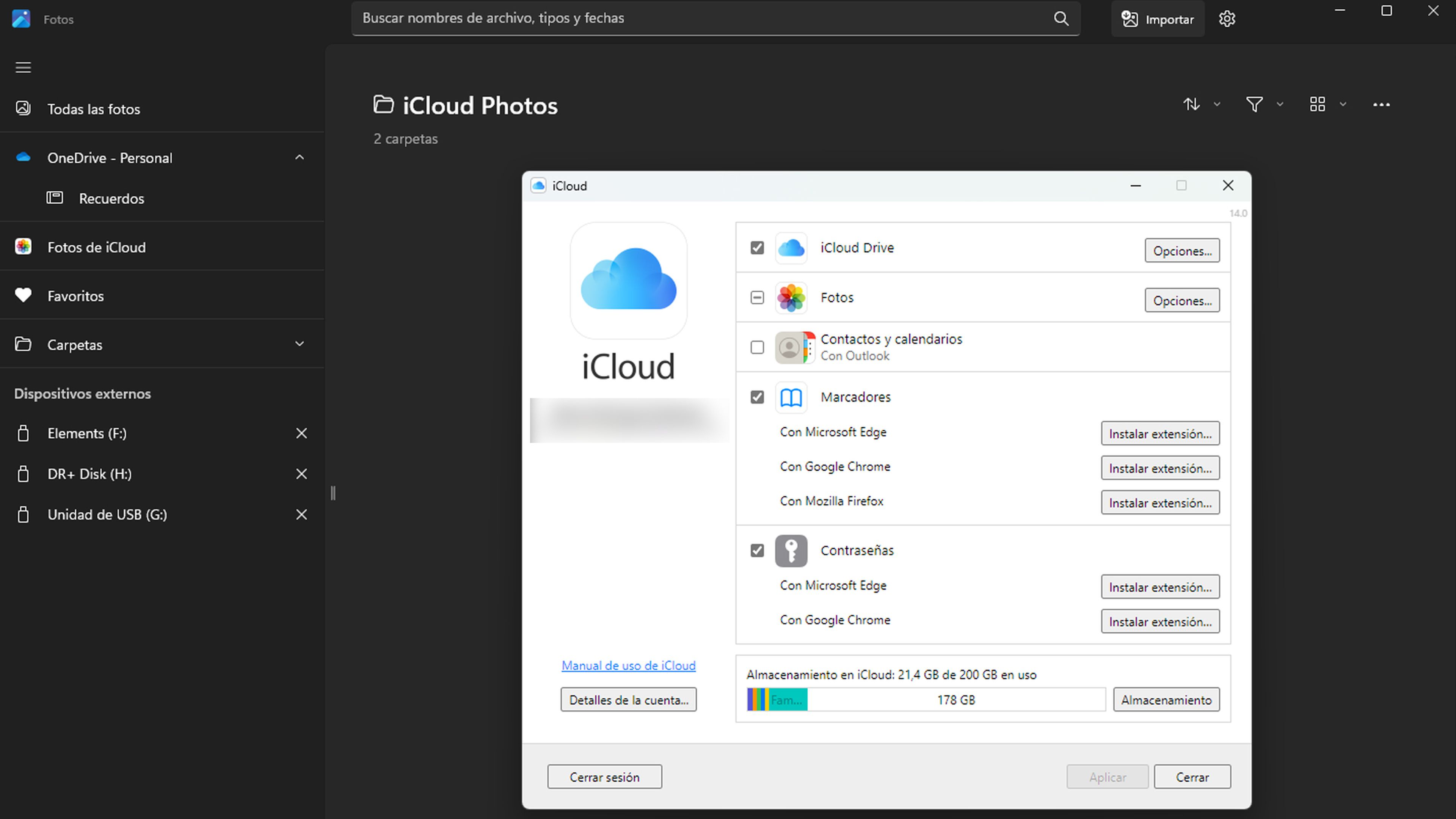 iCloud y Fotos de Windows 11