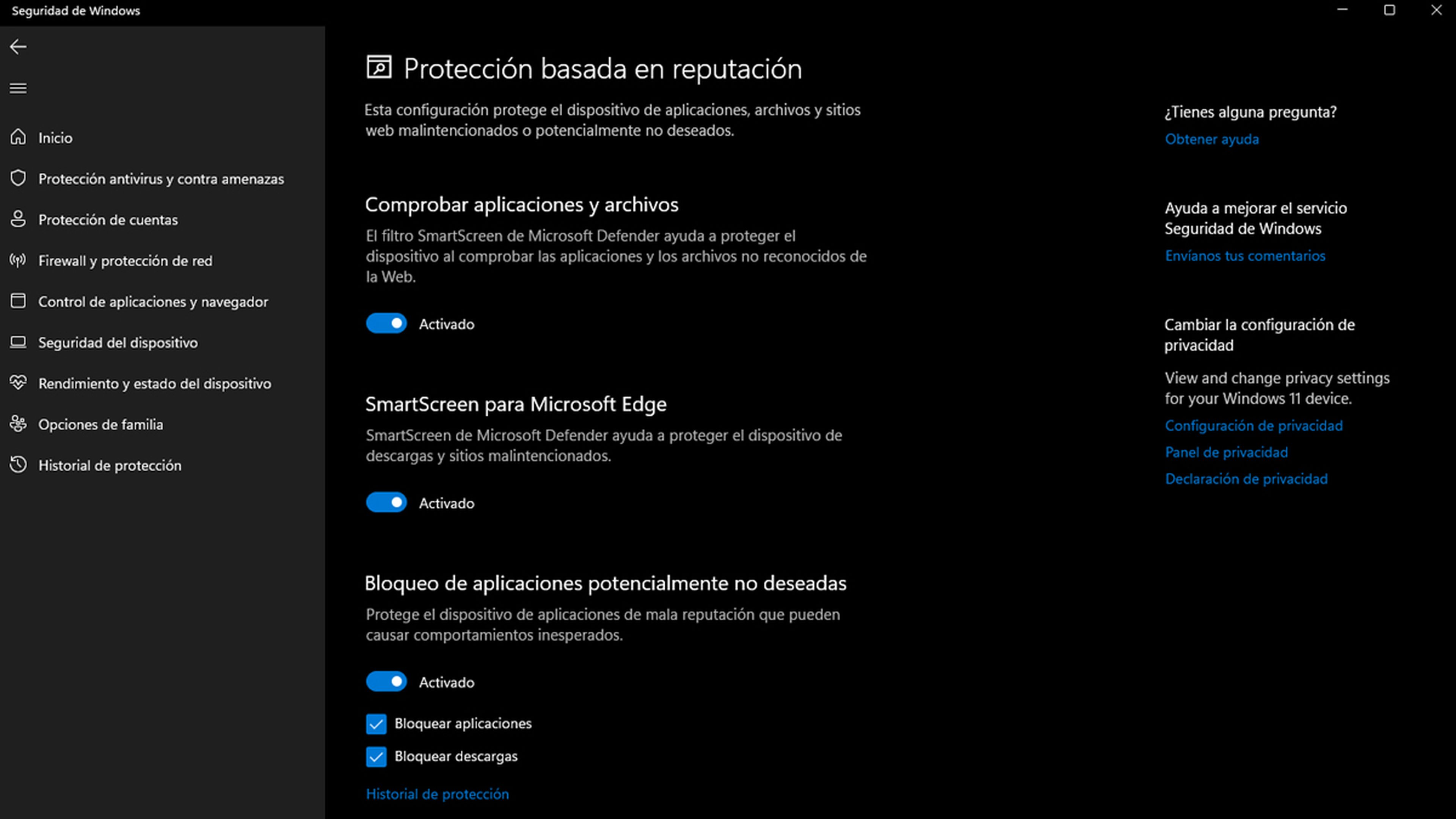 Protección por reputación