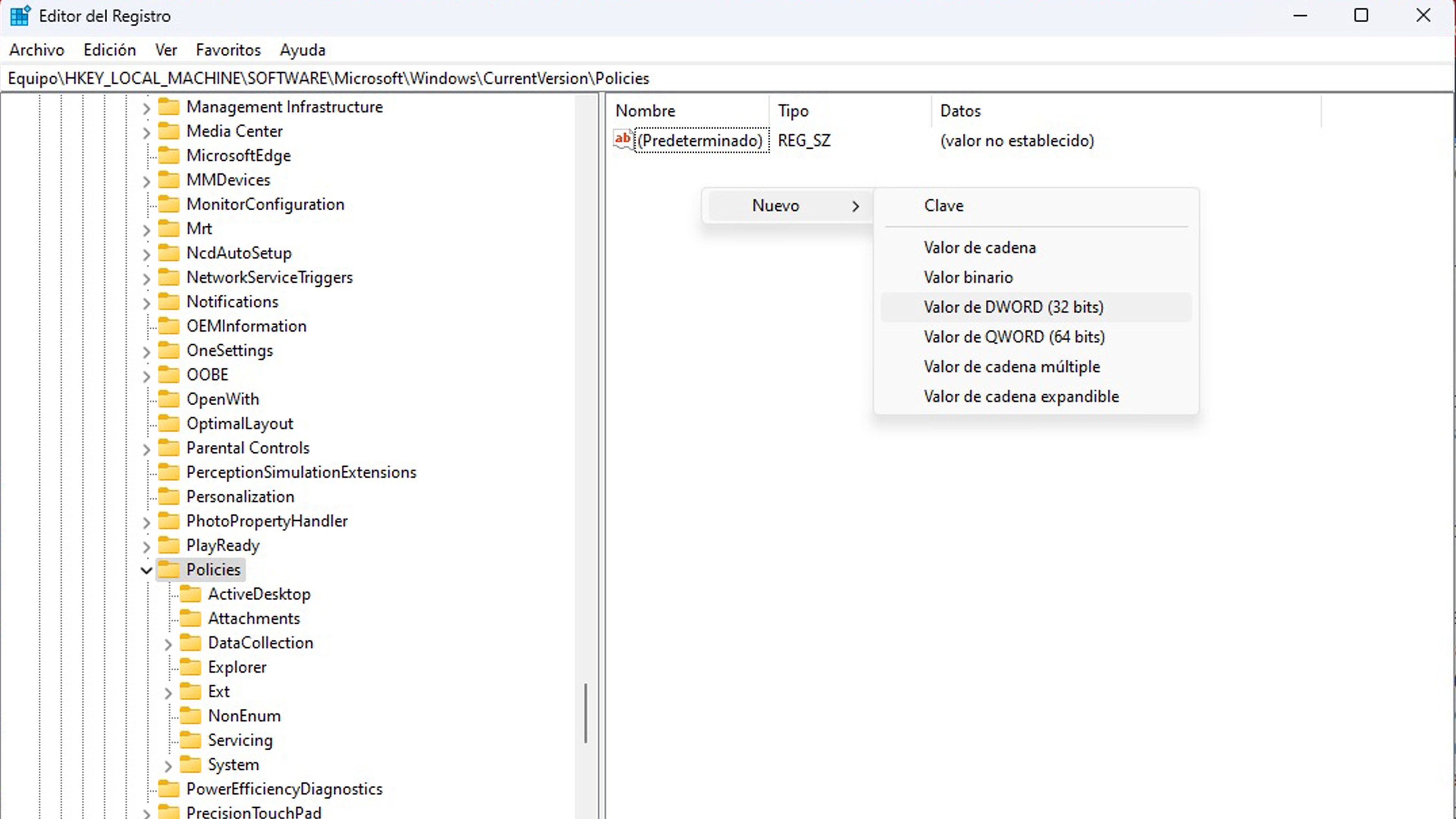 Registro Windows 11