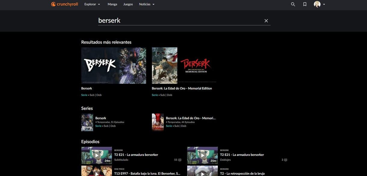 berserk anime en crunchyroll