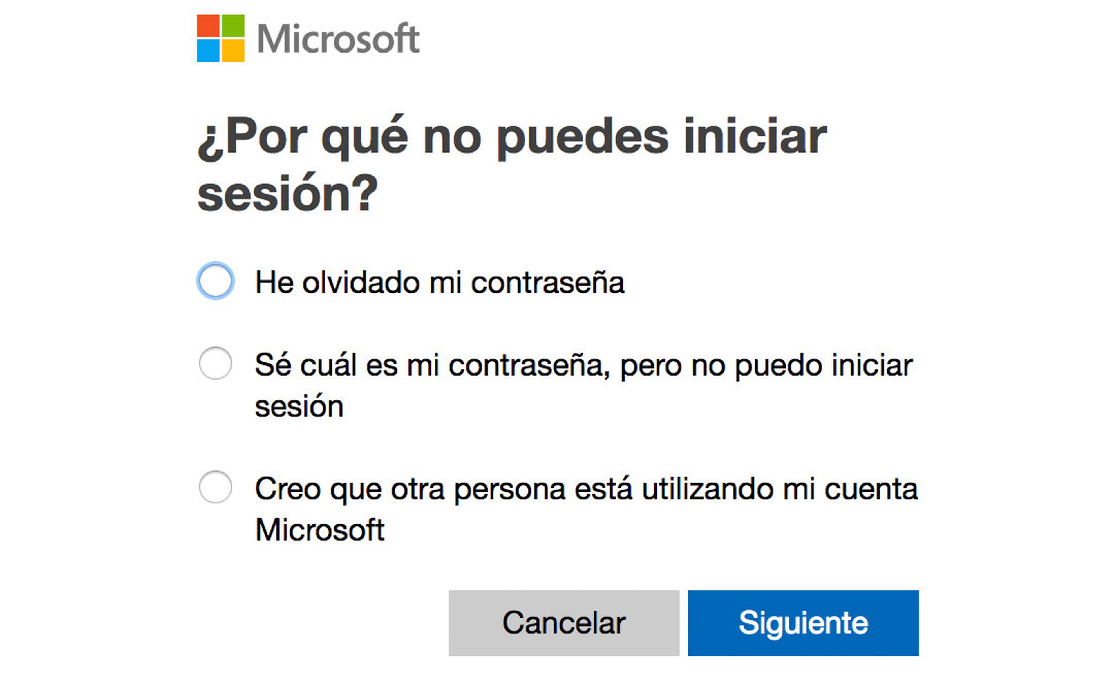 Contraseña olvidada en el correo de Hotmail