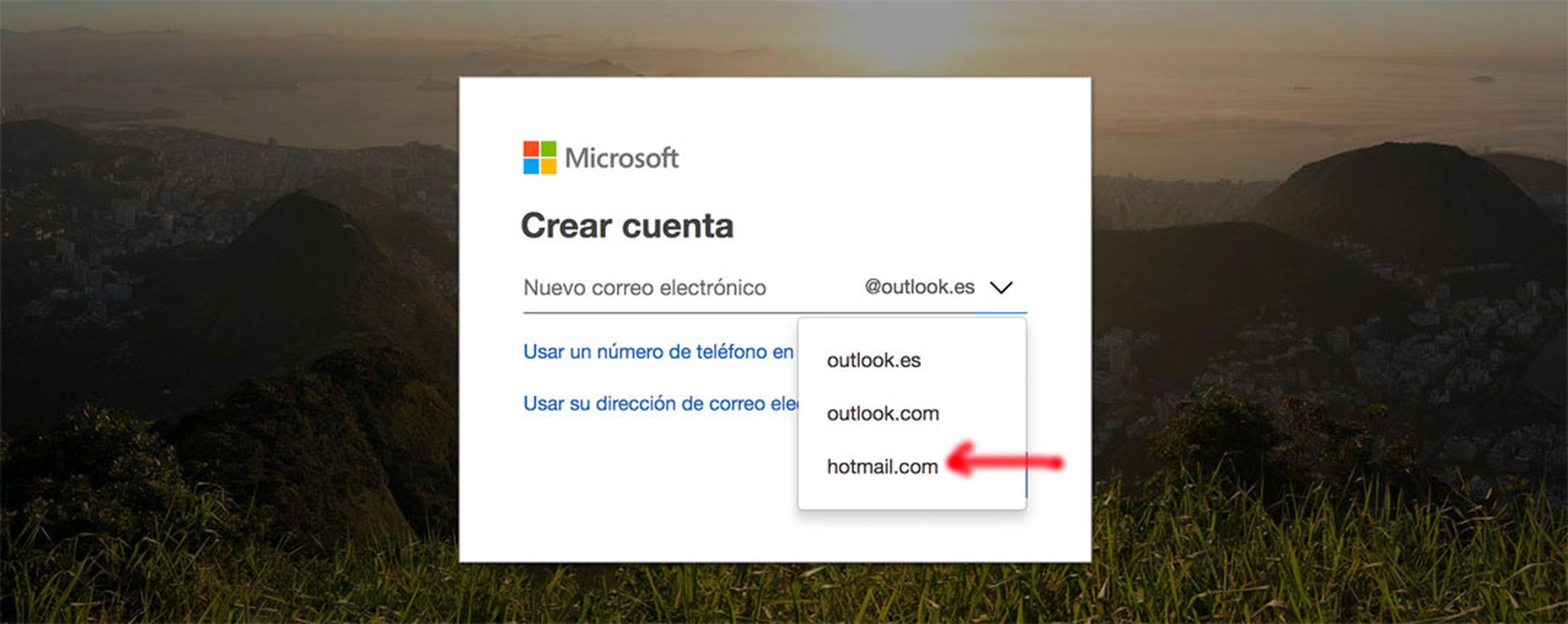 Crear cuenta Hotmail.com