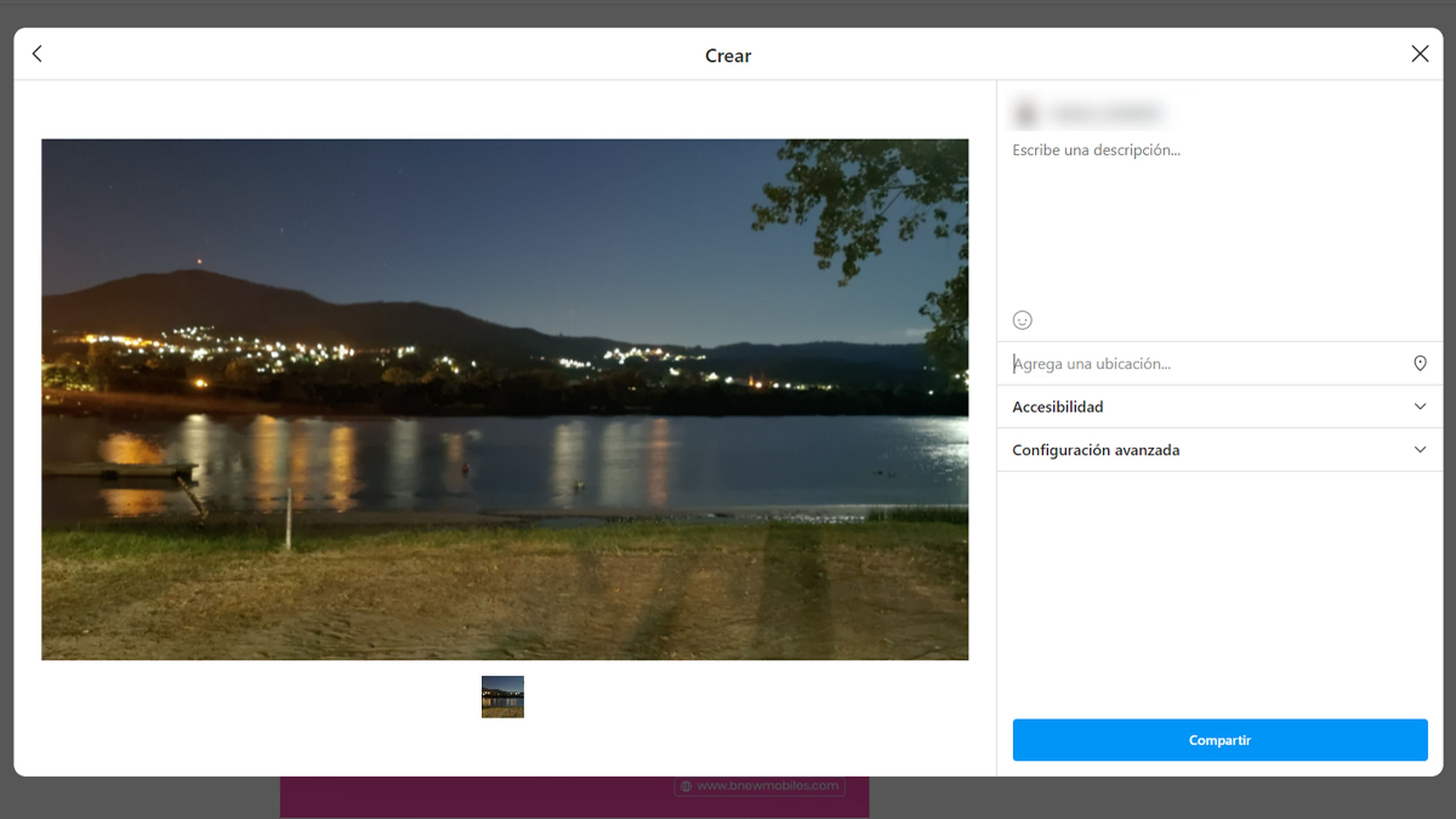 Colgar fotos en Instagram por la propia red social en Windows