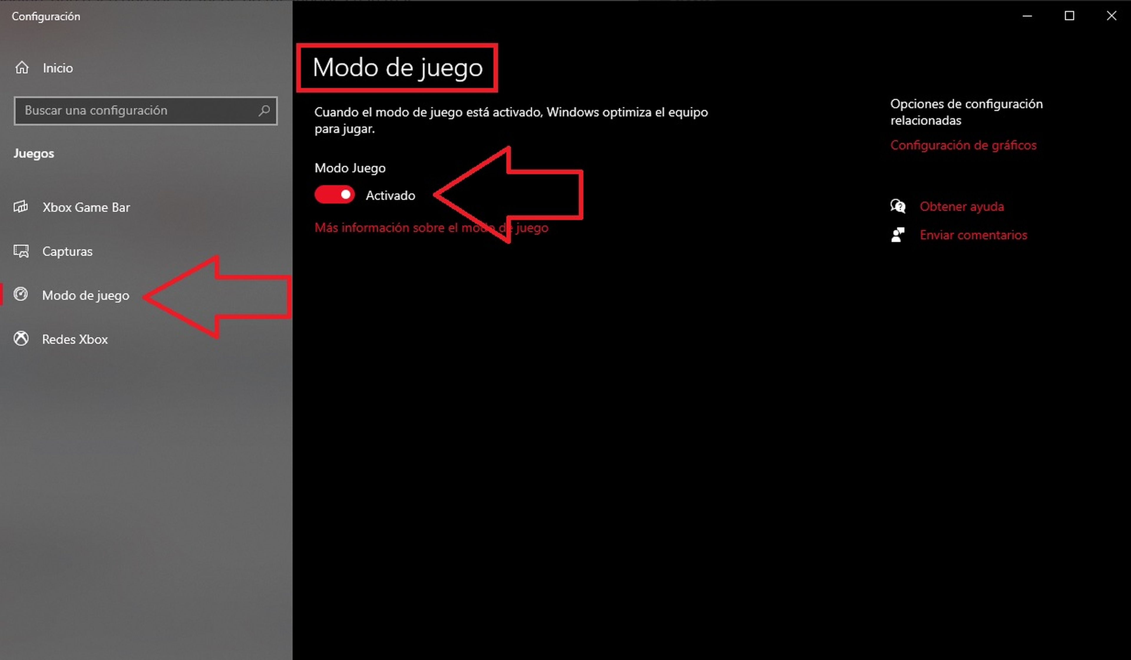 Modo juego Windows 10
