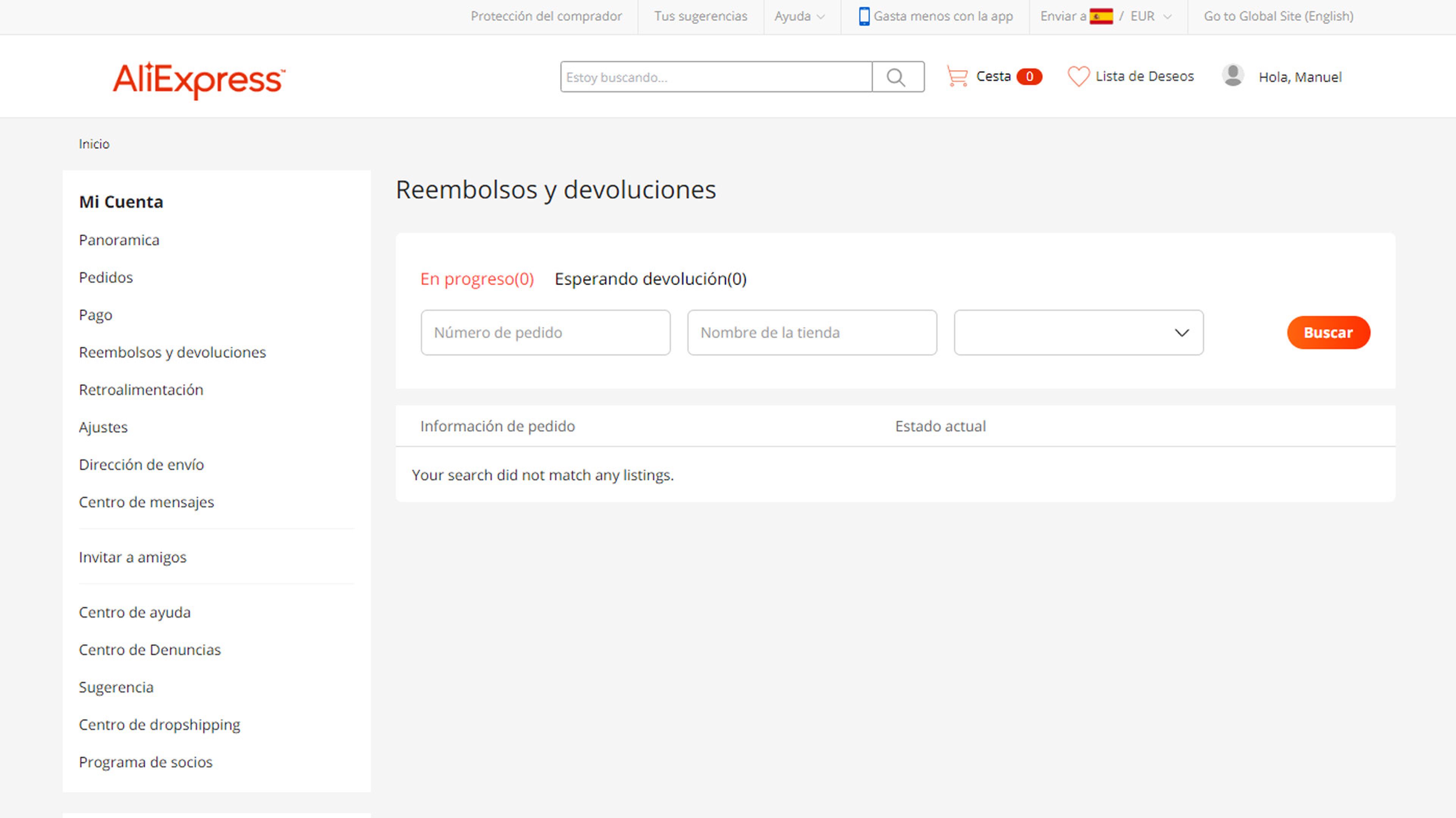 Pedidos de AliExpress