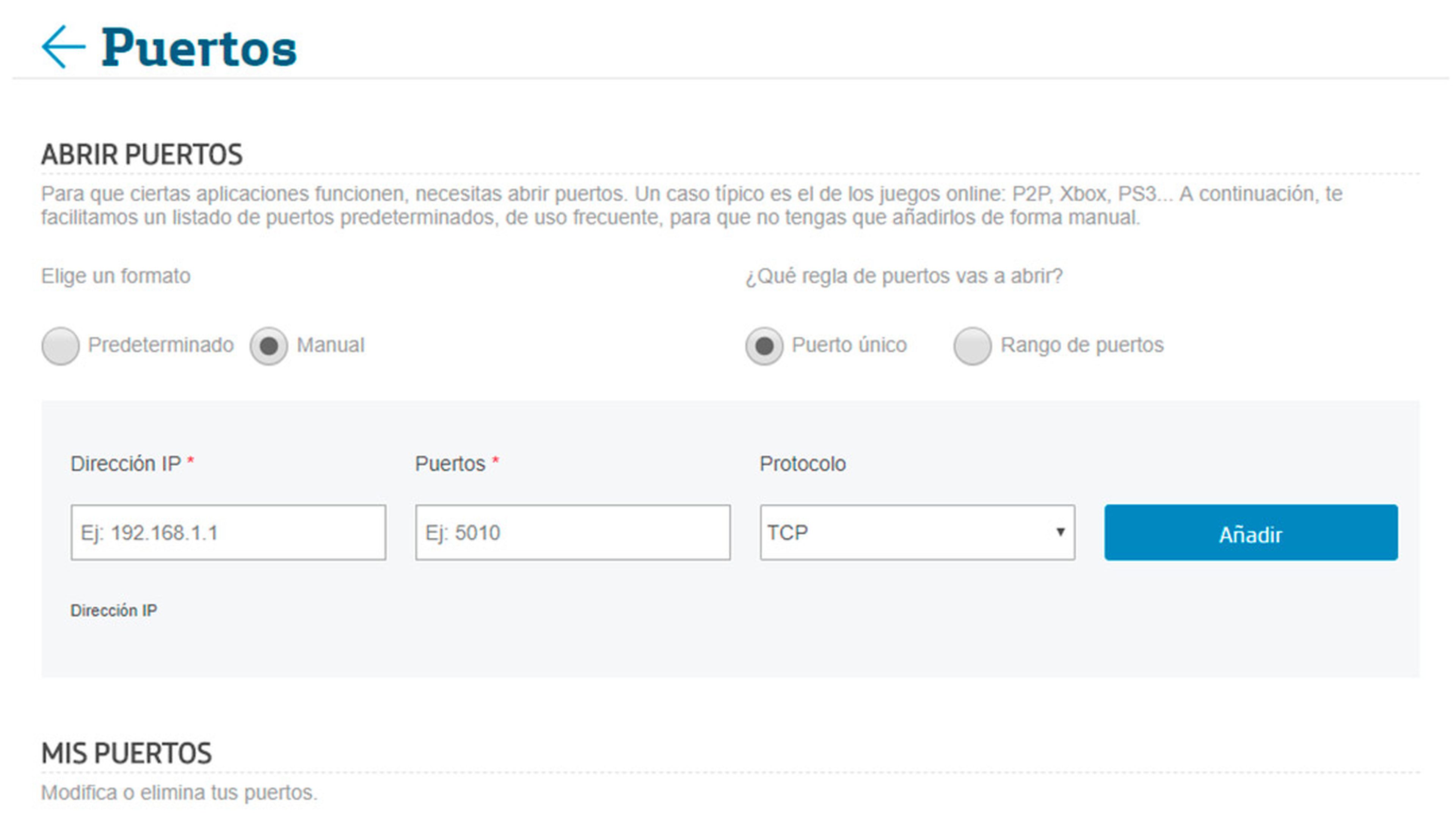 Abrir los puertos del router
