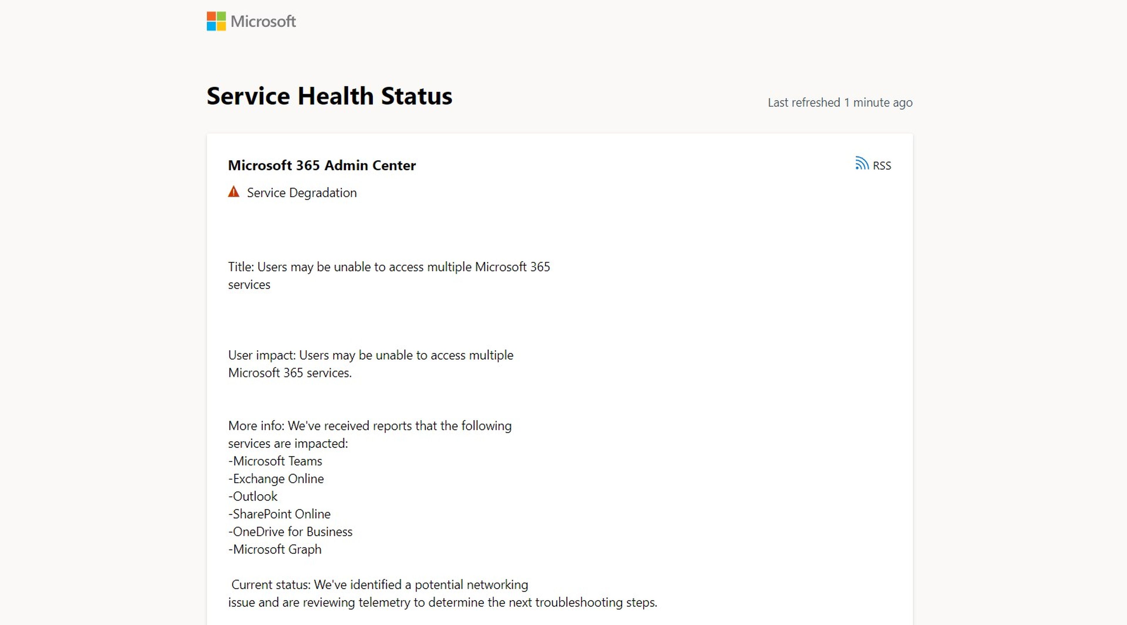 Caída mundial de Teams, Xbox Live, Outlook y Microsoft 365