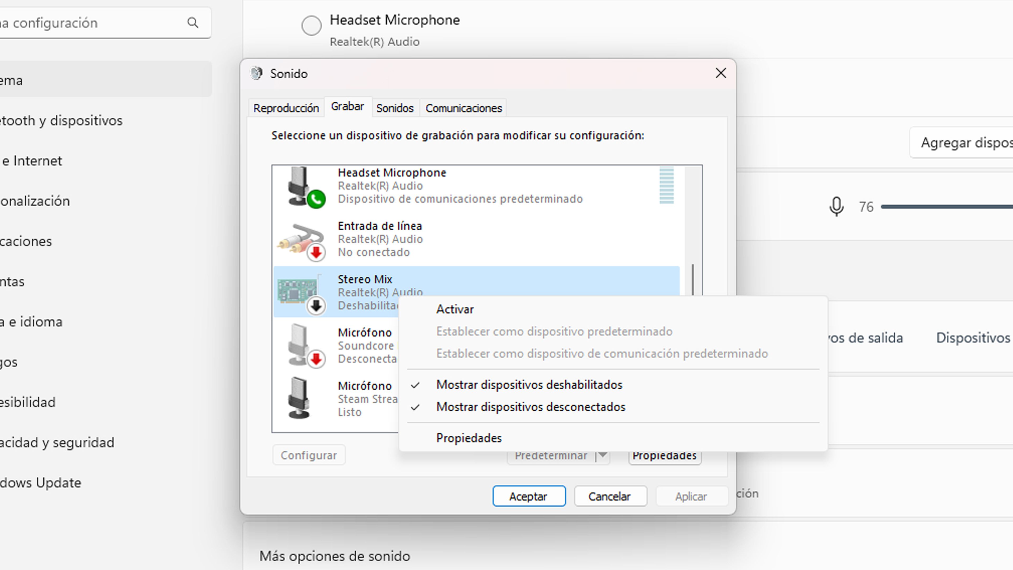 Stereo Mix de Windows 11