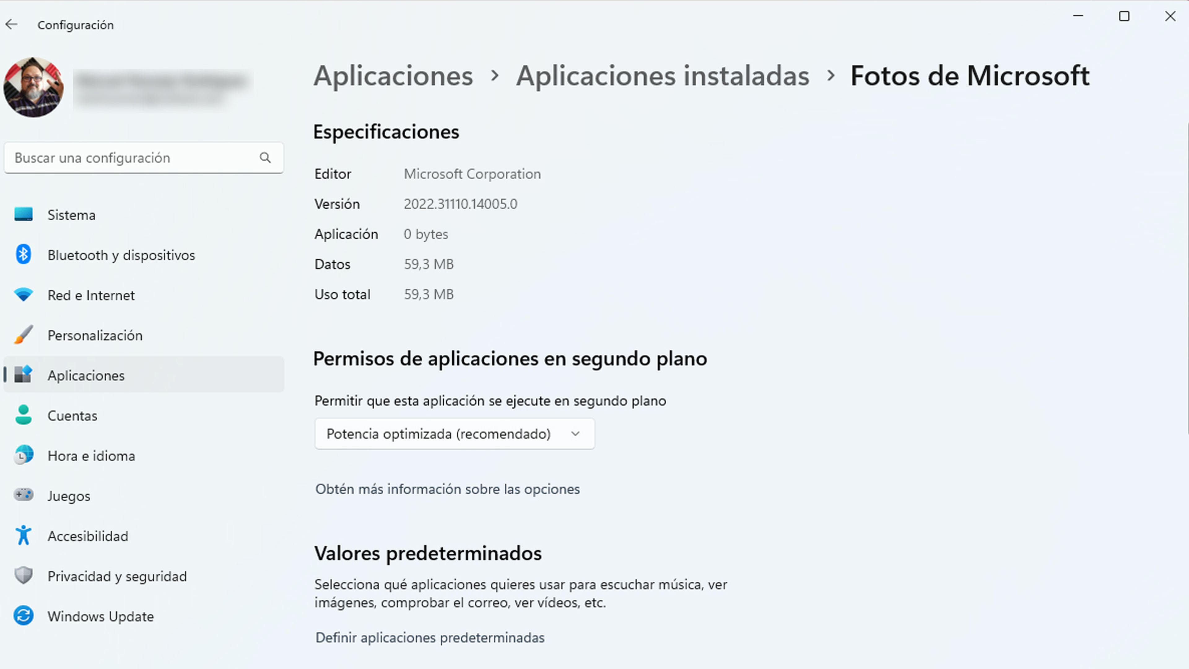 Versión Fotos de Microsoft