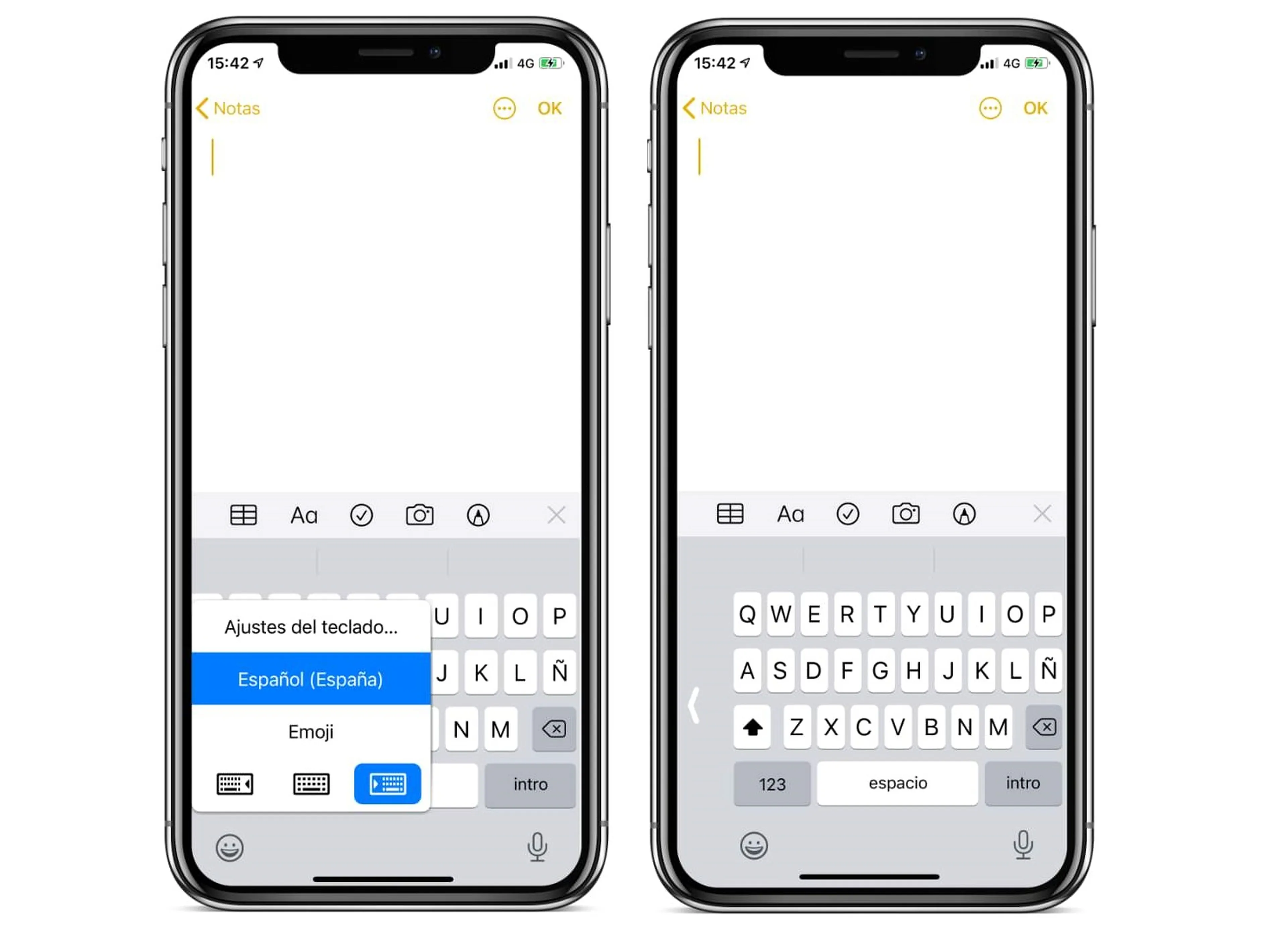 Teclado a una mano en iPhone