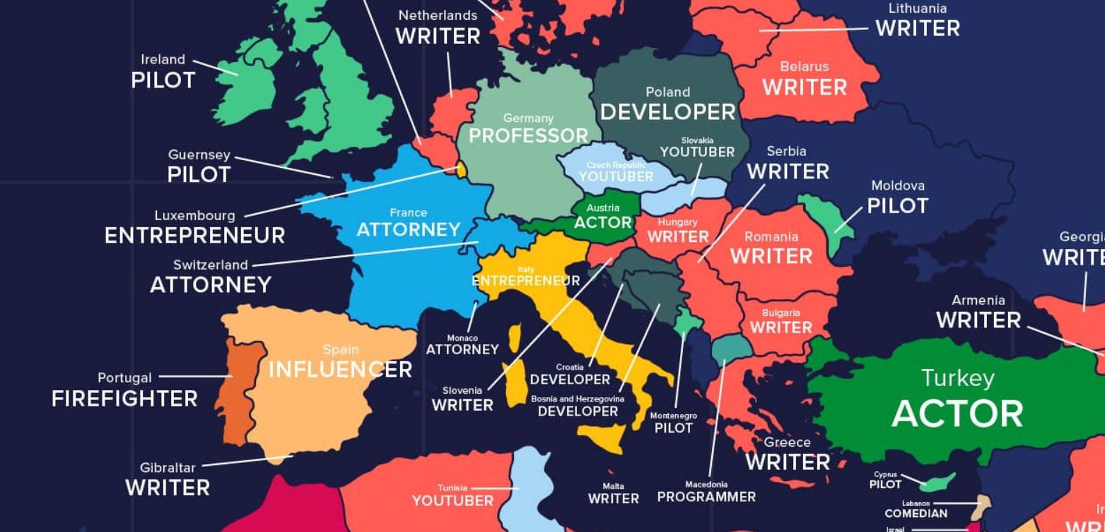 Este mapa muestra en trabajo soñado en cada país del mundo y España vuelve a dar la nota