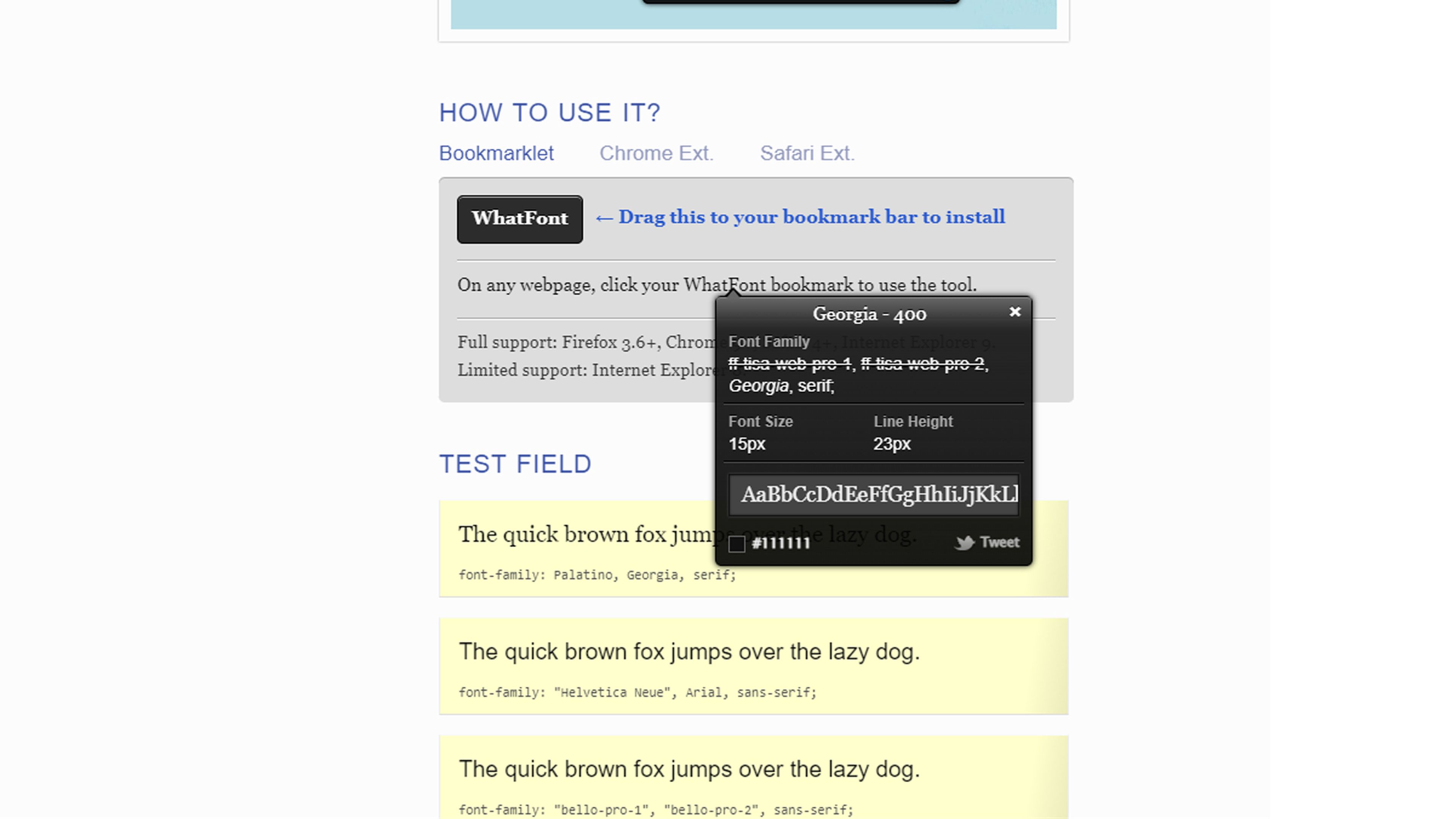 WhatFont Tool