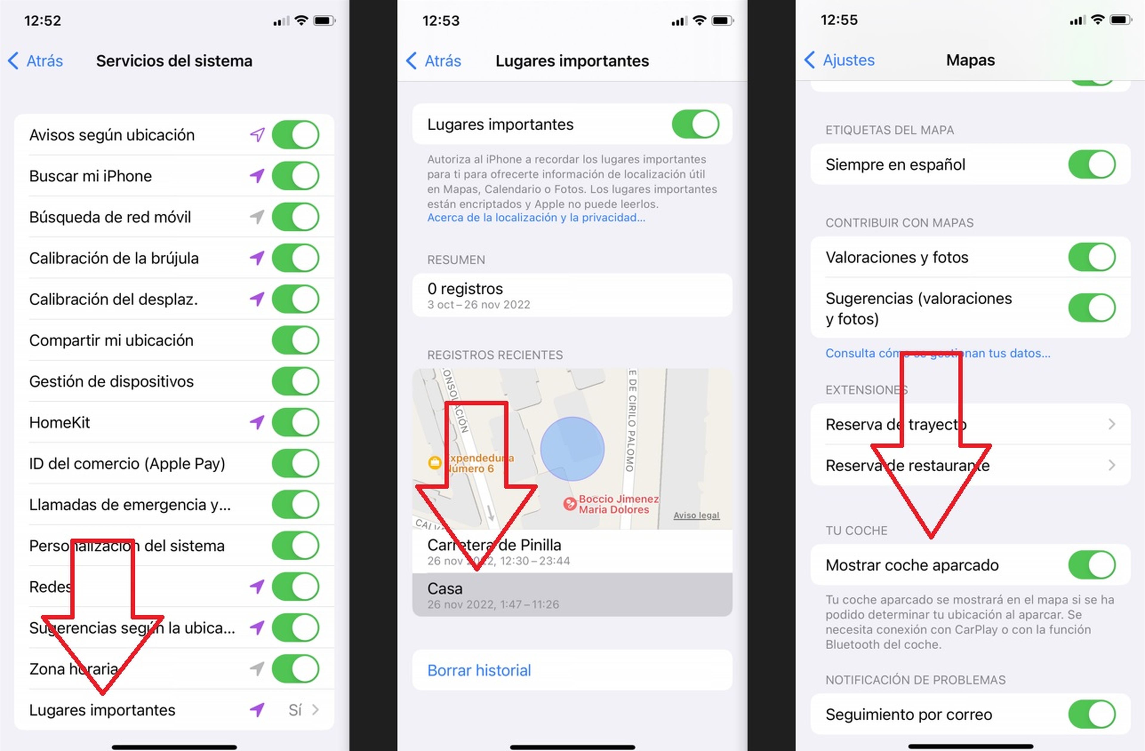 iPhone y sus opciones para encontrar el coche