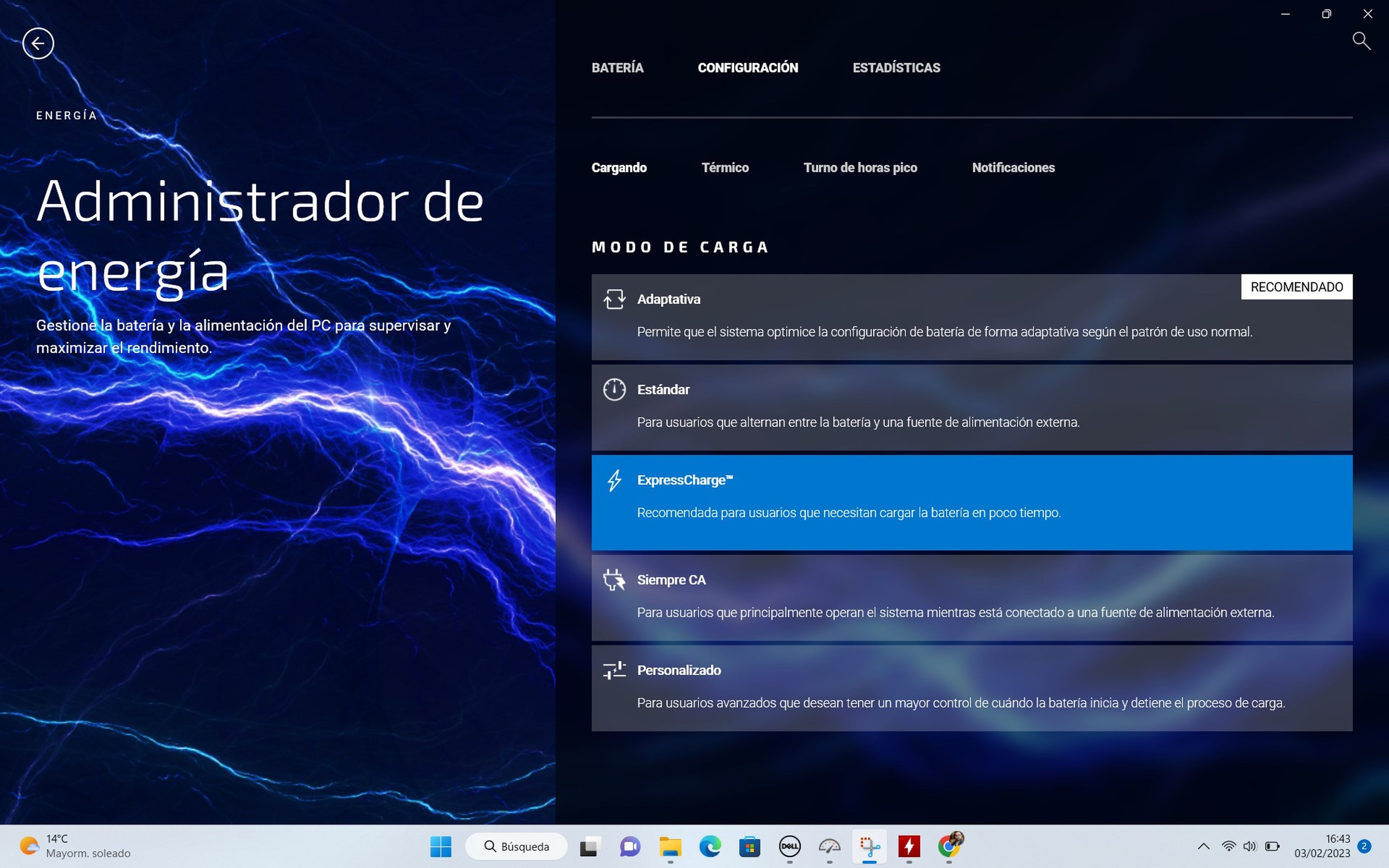 Perfiles de carga del Dell XPS 13 Plus 9320