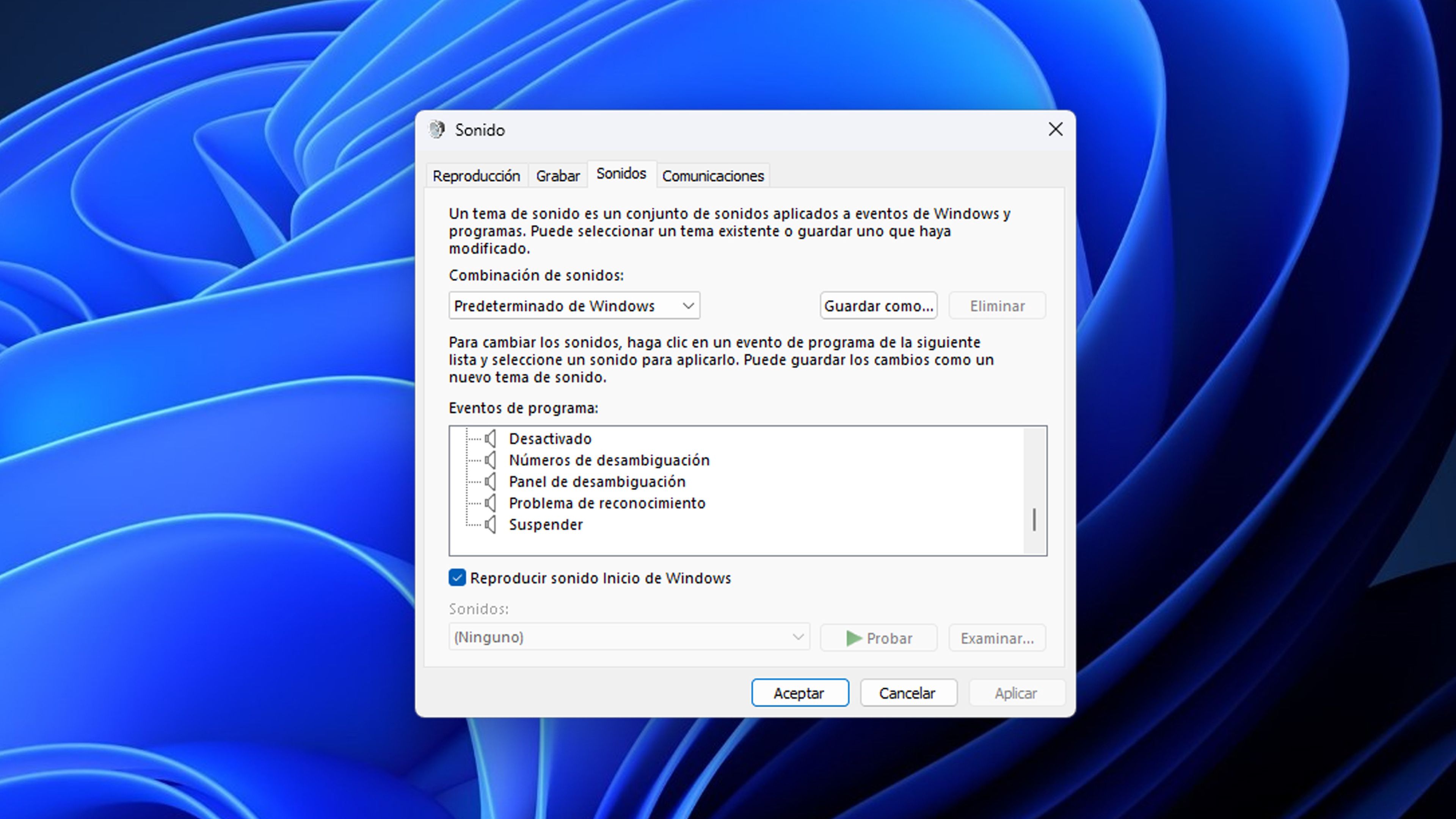 El sonido de inicio