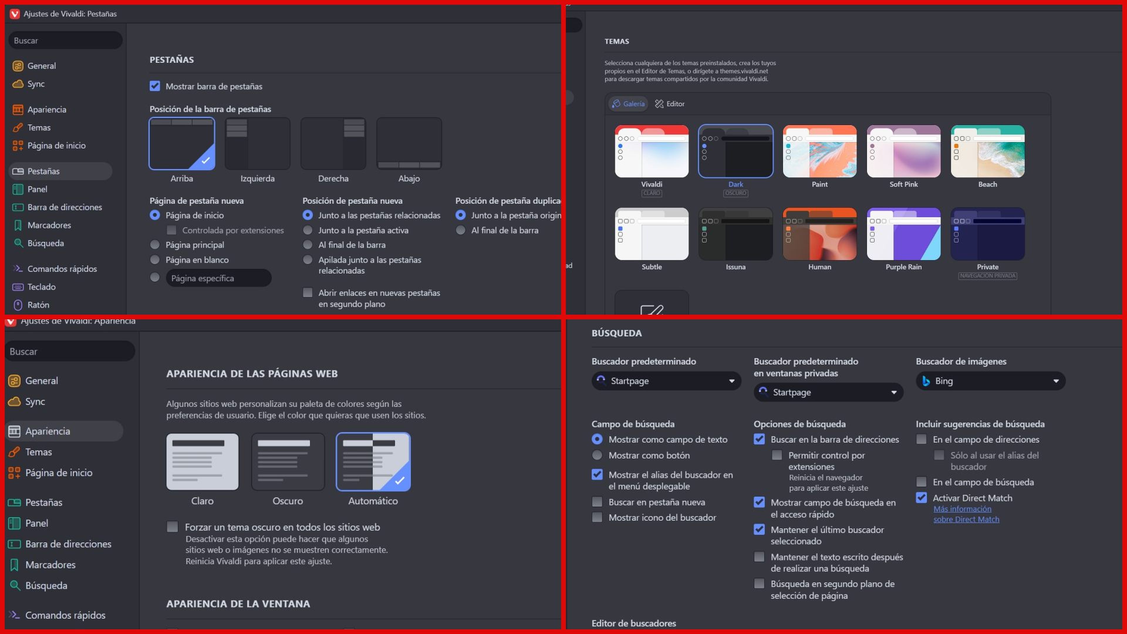 Personalización en Vivaldi