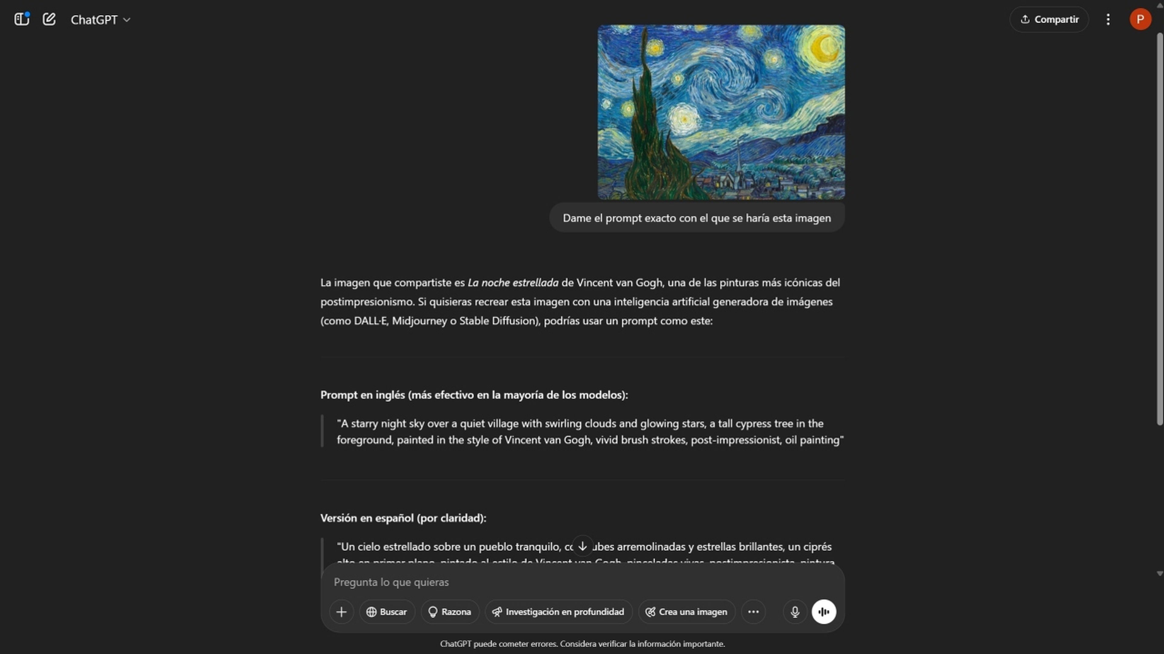 Crear una imagen con prompt inverso