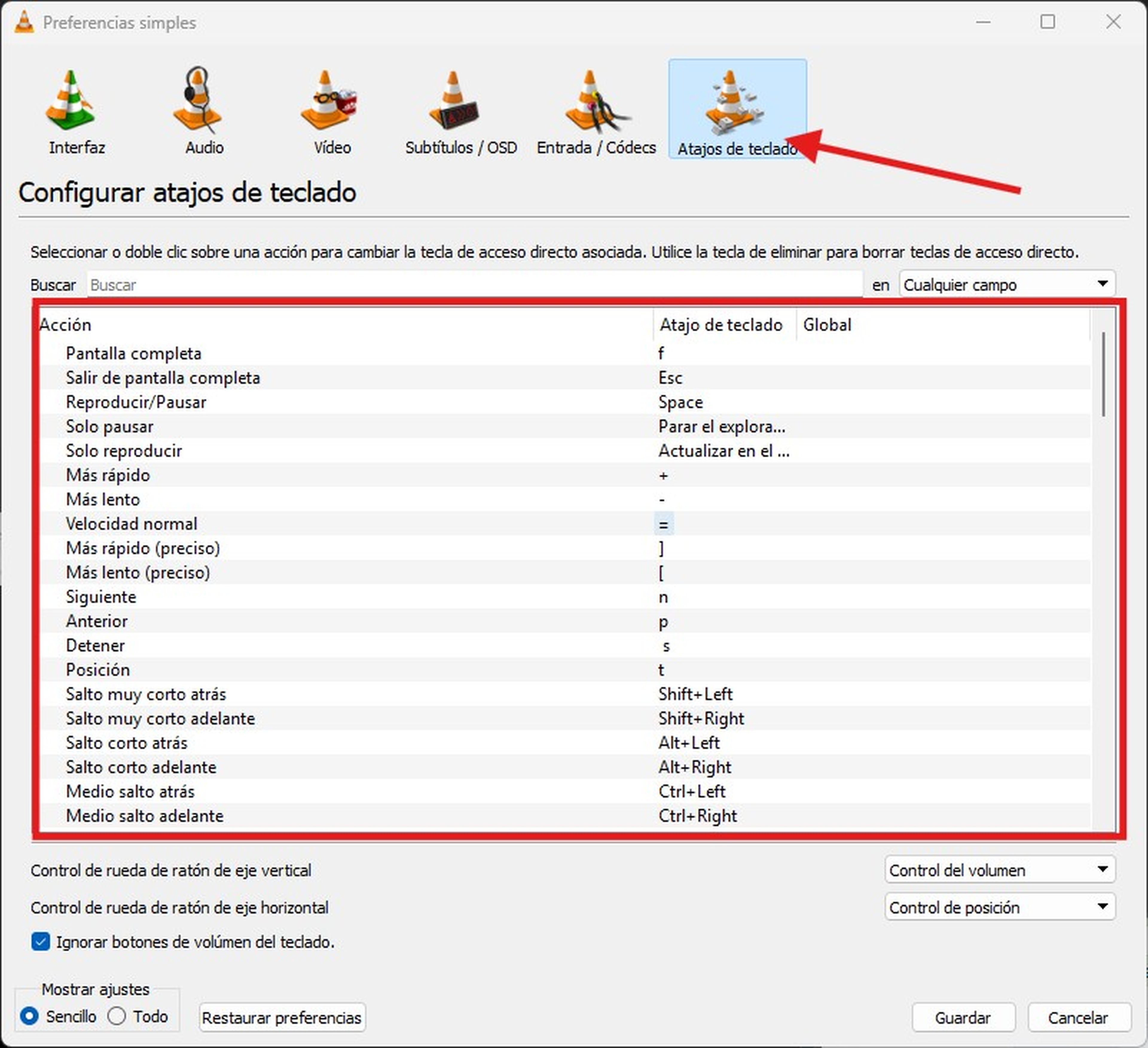 Controla VLC con atajos de teclado