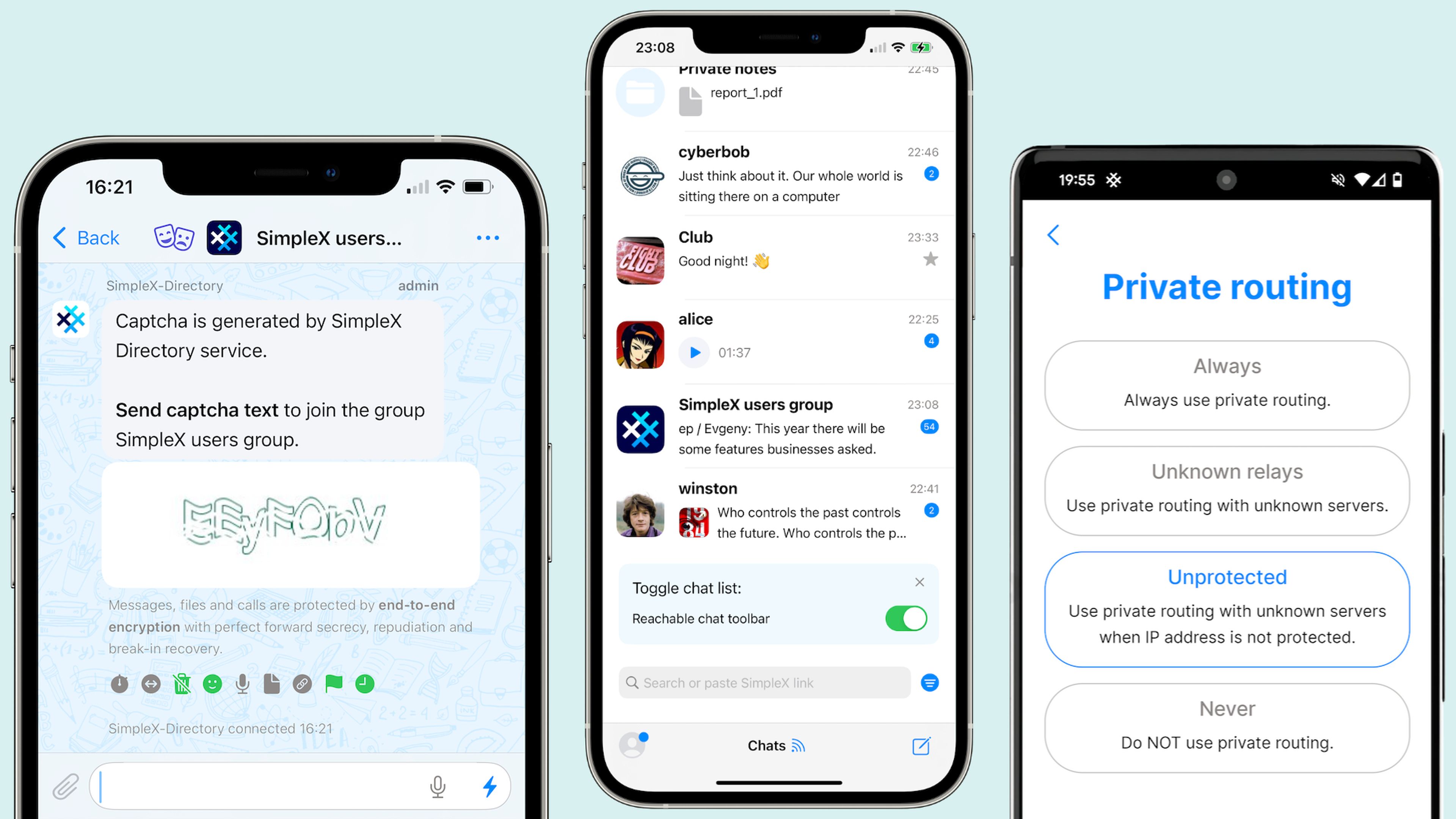 SimpleX Chat app mensajería instantánea