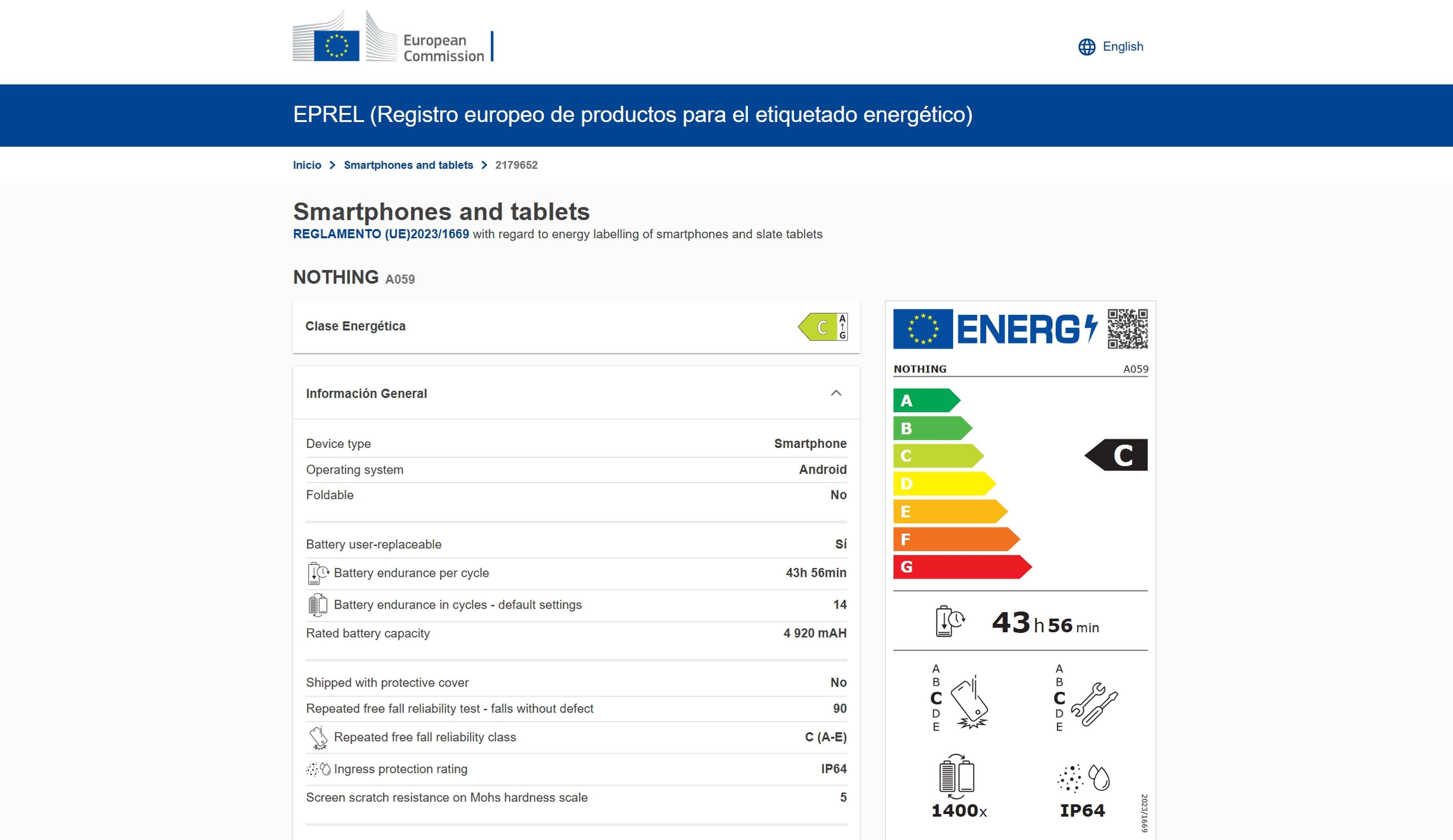 Etiquetado energético móviles