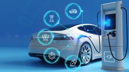 Un coche eléctrico cargando sus baterías
