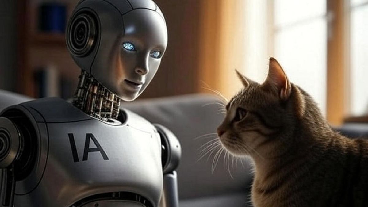 se distrae con un gato