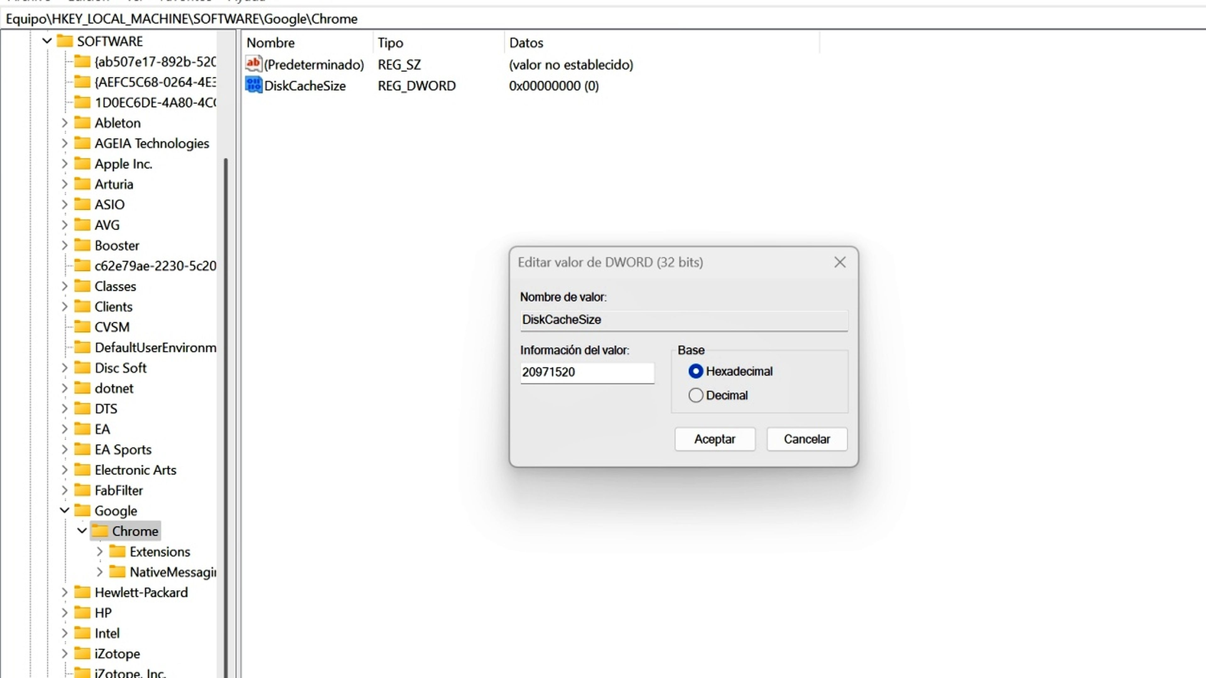 Editor de Registro para Chrome
