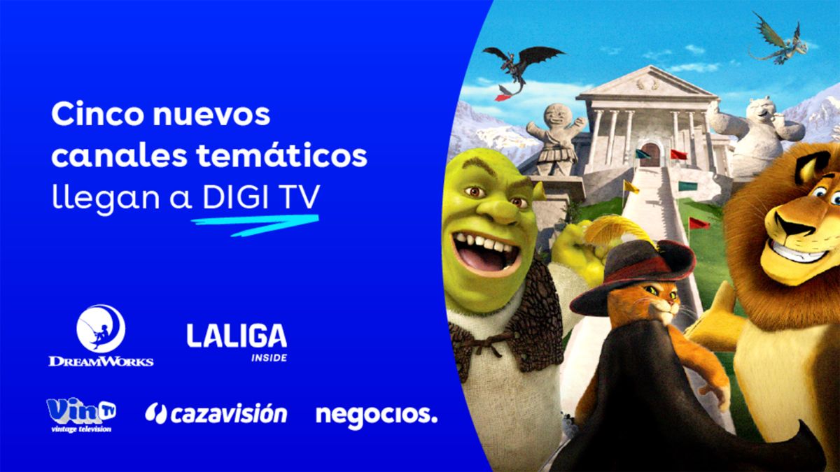 DIGI refuerza su televisión con DreamWorks, LaLiga Inside y más canales sin coste extra